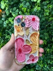 iPhone 13 - 14 Uyumlu Çiçek Baskılı Yanları Şiş Üstün Korumalı Kılıf