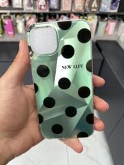 iPhone 13 - 14 Uyumlu Parlak Benekli Slikon Kılıf Yeşil