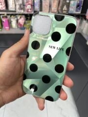 iPhone 13 - 14 Uyumlu Parlak Benekli Slikon Kılıf Yeşil