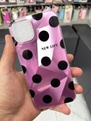 iPhone 13 - 14 Uyumlu Parlak Benekli Slikon Kılıf Mor