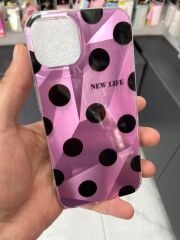 iPhone 13 - 14 Uyumlu Parlak Benekli Slikon Kılıf Mor