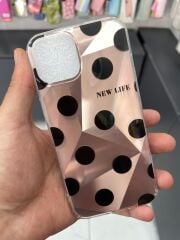 iPhone 13 - 14 Uyumlu Parlak Benekli Slikon Kılıf Toz Pembe