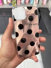 iPhone 13 - 14 Uyumlu Parlak Benekli Slikon Kılıf Toz Pembe