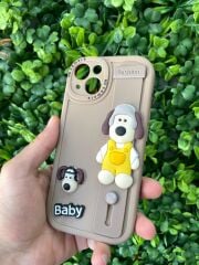 iPhone 13 - 14 Uyumlu Ayıcık Desenli 3D Kabartmalı Kılıf Kahve