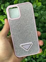 iPhone 12 - 12 Pro Uyumlu Taşlı PRD Kılıf Pembe Renk