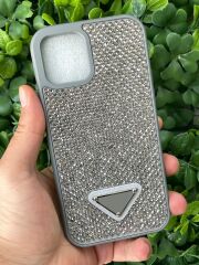 iPhone 12 - 12 Pro Uyumlu Taşlı Prad Kılıf Gri Renk