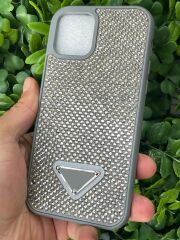 iPhone 12 - 12 Pro Uyumlu Taşlı Prad Kılıf Gri Renk