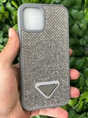 iPhone 12 - 12 Pro Uyumlu Taşlı Prad Kılıf Gri Renk