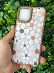iPhone 12 - 12 Pro Uyumlu Papatya Desenli Kılıf Kahverengi
