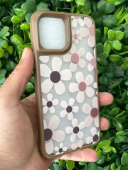 iPhone 12 - 12 Pro Uyumlu Papatya Desenli Kılıf Kahverengi