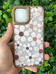 iPhone 12 - 12 Pro Uyumlu Papatya Desenli Kılıf Kahverengi
