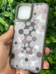 iPhone 12 - 12 Pro Uyumlu Papatya Desenli Kılıf Gri