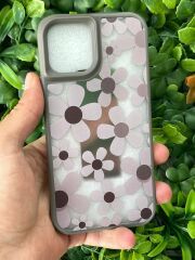iPhone 12 - 12 Pro Uyumlu Papatya Desenli Kılıf Gri