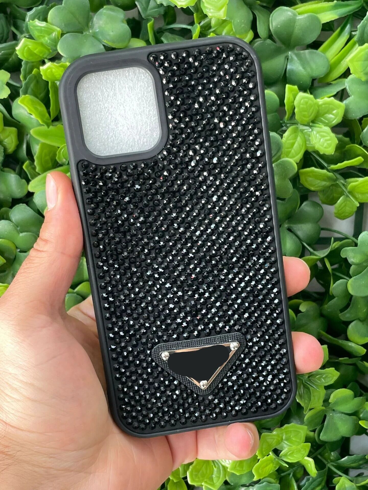iPhone 12 - 12 Pro Uyumlu Siyah Taşlı Kılıf PRD