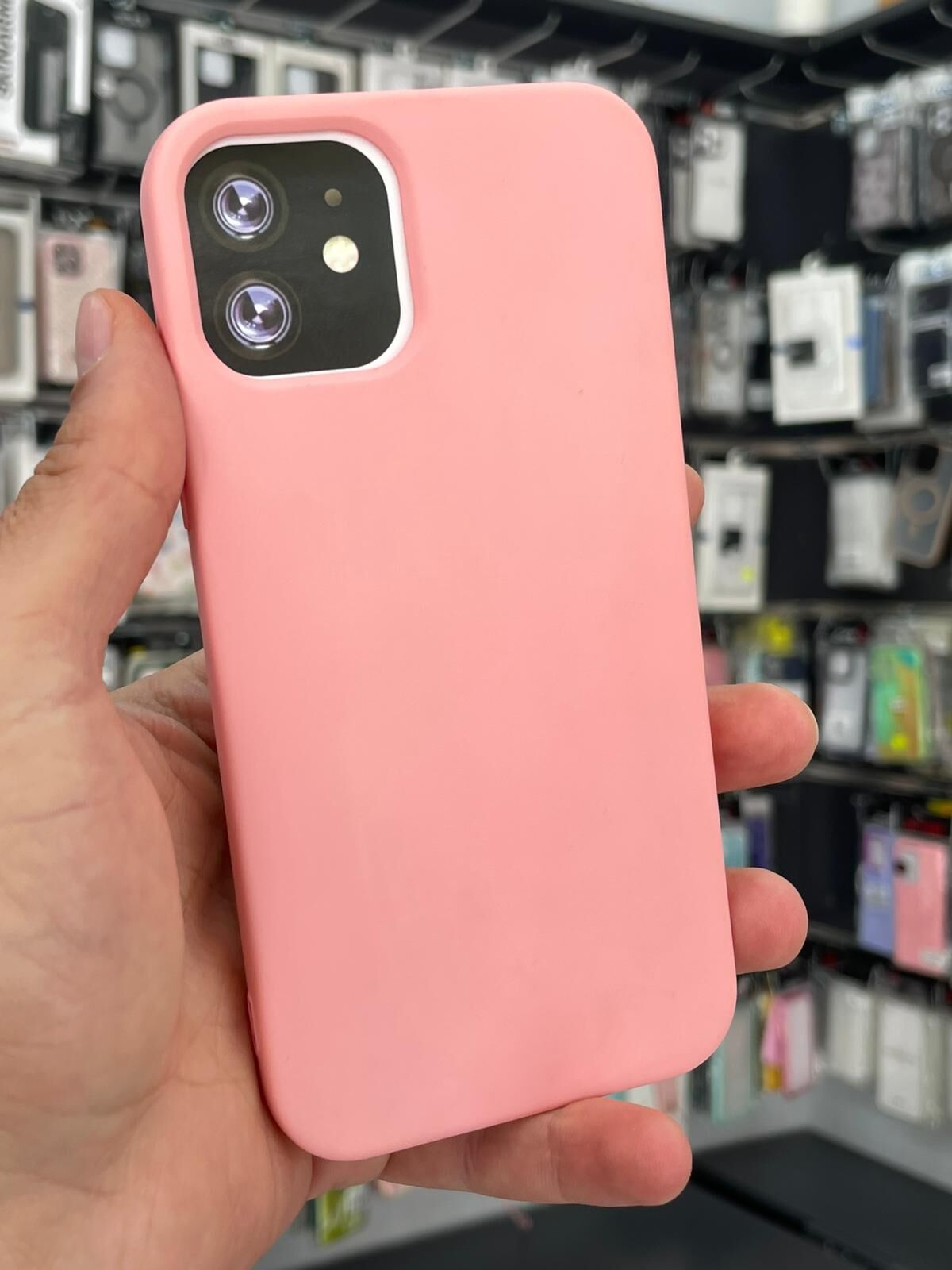 Apple iPhone 12- 12 Pro Uyumlu Düz Pembe Renk Slikon içi Kadife Kılıf