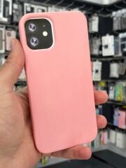 Apple iPhone 12- 12 Pro Uyumlu Düz Pembe Renk Slikon içi Kadife Kılıf