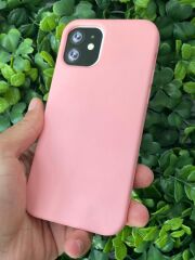 Apple iPhone 12- 12 Pro Uyumlu Düz Pembe Renk Slikon içi Kadife Kılıf
