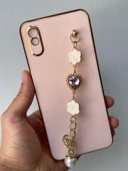 Redmi 9A Uyumlu Parlak Arkası Taş Tutamaçlı KILIF Pembe