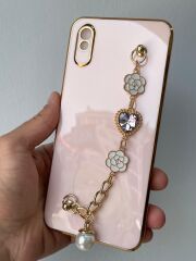 Redmi 9A Uyumlu Parlak Arkası Taş Tutamaçlı KILIF Pembe