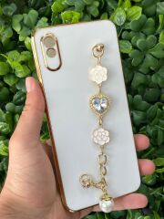 Redmi 9A Uyumlu Parlak Arkası Taş Tutamaçlı KILIF Beyaz