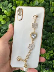Redmi 9A Uyumlu Parlak Arkası Taş Tutamaçlı KILIF Beyaz