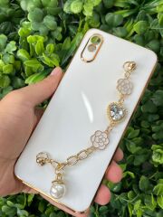 Redmi 9A Uyumlu Parlak Arkası Taş Tutamaçlı KILIF Beyaz