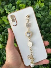 Redmi 9A Uyumlu Parlak Arkası Taş Tutamaçlı KILIF Beyaz