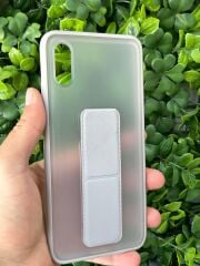 Redmi 9A Uyumlu Tutamaçlı Stand Olabilen Gri Arkası Şeffaf Kılıf