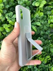 Redmi 9A Uyumlu Tutamaçlı Stand Olabilen Gri Arkası Şeffaf Kılıf