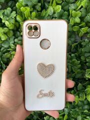 Redmi 9C - 10A Uyumlu Kalp Desenli Taşlı Parlak Kılıf