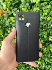 Redmi 9C - 10A Uyumlu Deri Tip Siyah Slikon Kılıf