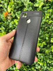 Redmi 9C - 10A Uyumlu Deri Tip Siyah Slikon Kılıf
