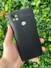 Redmi 9C - 10A Uyumlu Deri Tip Siyah Slikon Kılıf