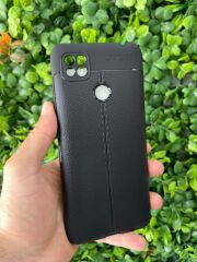 Redmi 9C - 10A Uyumlu Deri Tip Siyah Slikon Kılıf