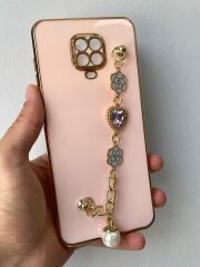 Redmi Note 9 Pro Uyumlu Taş Tutamaçlı Pembe Renk Kılıf