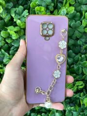 Redmi Note 9 Pro Uyumlu Tutamaç Taşlı Kılıf Mor