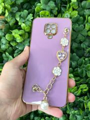 Redmi Note 9 Pro Uyumlu Tutamaç Taşlı Kılıf Mor