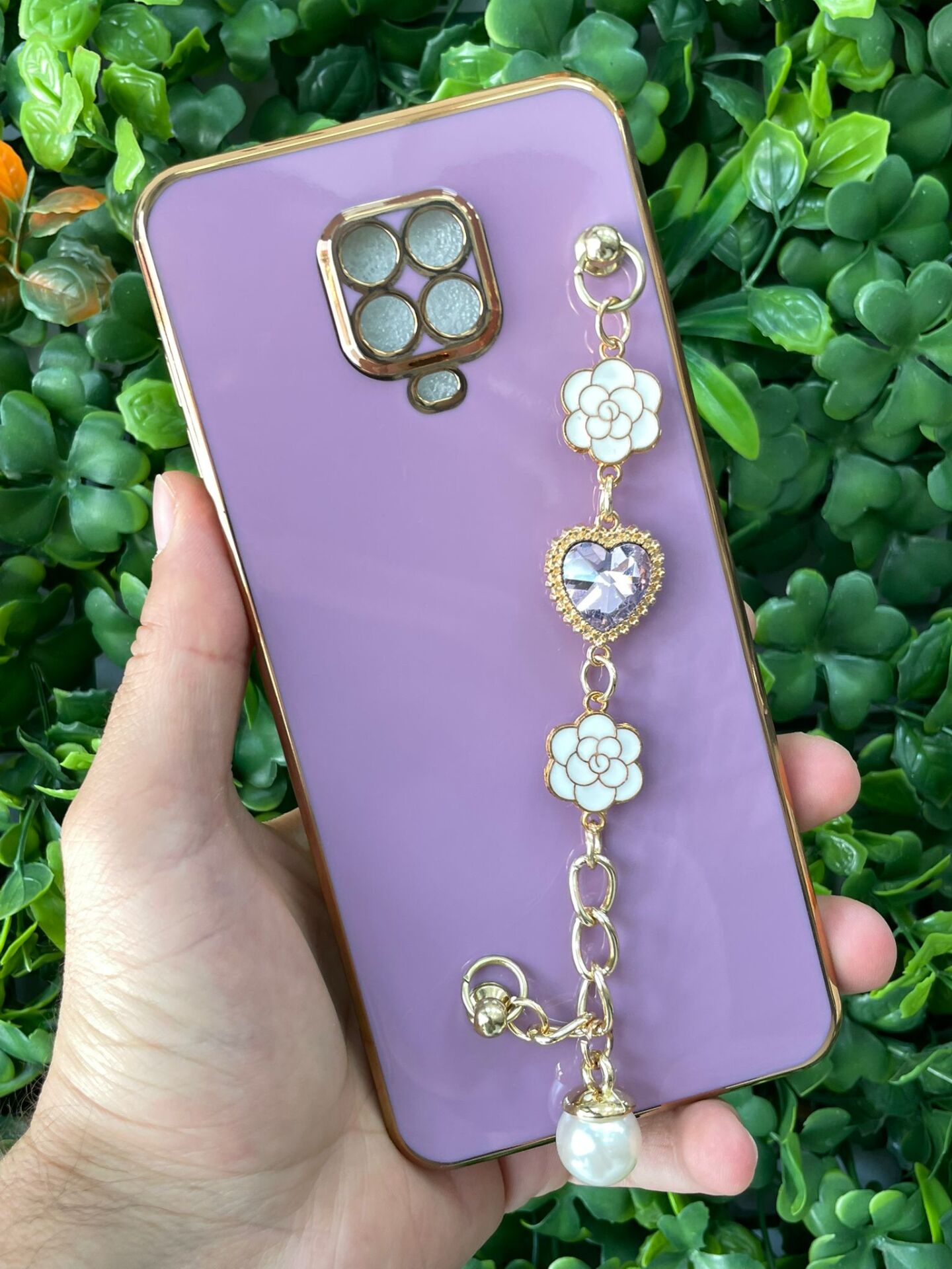 Redmi Note 9 Pro Uyumlu Tutamaç Taşlı Kılıf Mor