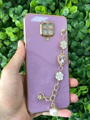 Redmi Note 9 Pro Uyumlu Tutamaç Taşlı Kılıf Mor