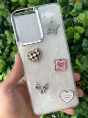 Redmi 12 Uyumlu Şeffaf 3D Taş Glitter Motifli Simli Kapak