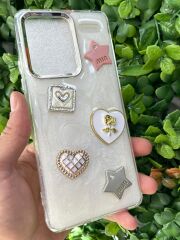 Redmi Note 13 Pro Plus Uyumlu Glitter Motifli Simli Kapak