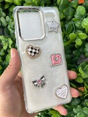 Redmi Note 13 Pro Plus Uyumlu Glitter Motifli Simli Kapak