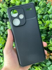 Redmi Note 13 Pro Plus Uyumlu Yarı Karbon Görünüm Düz Siyah Kılıf