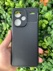Redmi Note 13 Pro Plus Uyumlu Yarı Karbon Görünüm Düz Siyah Kılıf