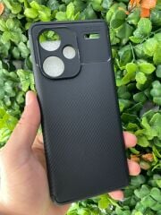 Redmi Note 13 Pro Plus Uyumlu Yarı Karbon Görünüm Düz Siyah Kılıf