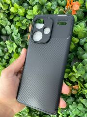 Redmi Note 13 Pro Plus Uyumlu Yarı Karbon Görünüm Düz Siyah Kılıf