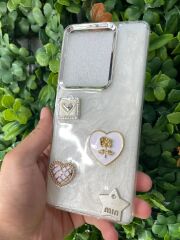 Redmi Note 13 Pro 4G Uyumlu Arkası Simli Taş Yapıştırmalı Kılıf