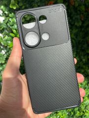 Redmi Note 13 Pro 4G Uyumlu Yarı Karbon Görünüm Şık Tasarım Düz Siyah Kılıf
