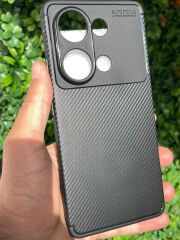 Redmi Note 13 Pro 4G Uyumlu Yarı Karbon Görünüm Şık Tasarım Düz Siyah Kılıf