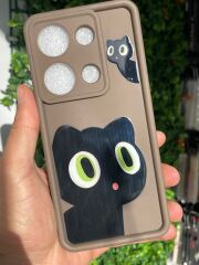 Redmi Note 13 Pro 4G Uyumlu Kahverengi Slikon Baskılı Kılıf